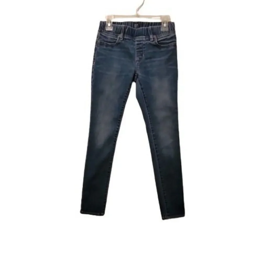 Gap Girls Blue Stretch Pockets Elastic Waist Denim Pull On Jeggings Size 10